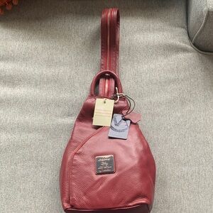 Valentina Leather Handbag Burgundy Sling Tote Bag NWT! Made in Italy purse